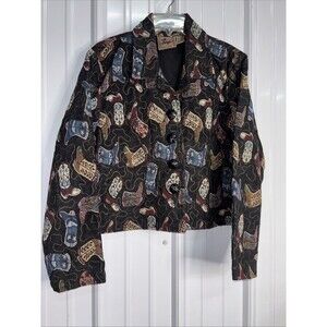 Vtg Don’t Mess With Texas Womens Cropped Western Jacket with Boots Size Large